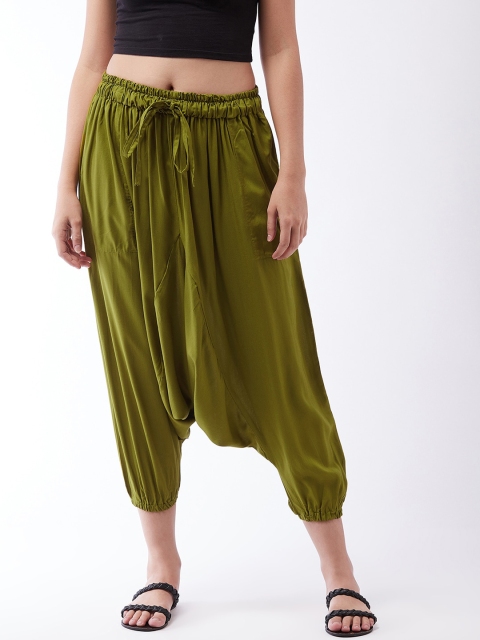 

InWeave Girls Olive Green Solid Harem Pants
