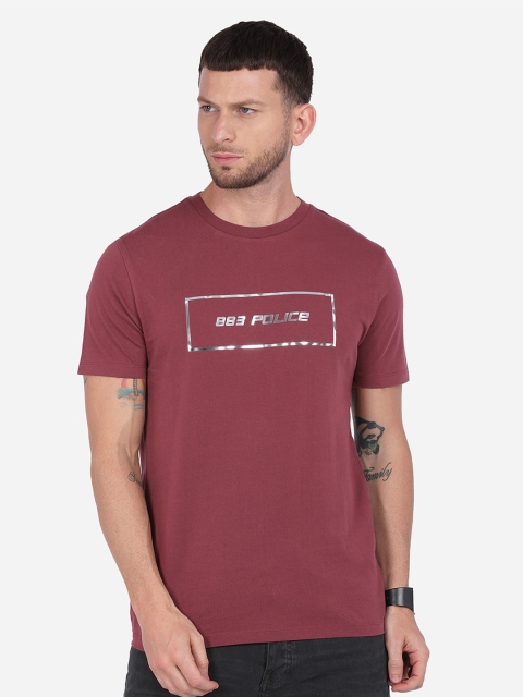 

883 Police Men Maroon Typography Printed T-shirt