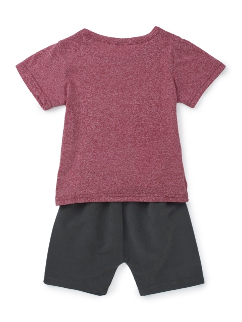

Like A Boss Kids Maroon & Grey Printed T-shirt with Shorts