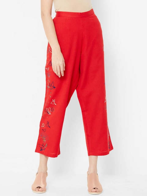 

ZOLA Women Red Printed Cotton Trousers