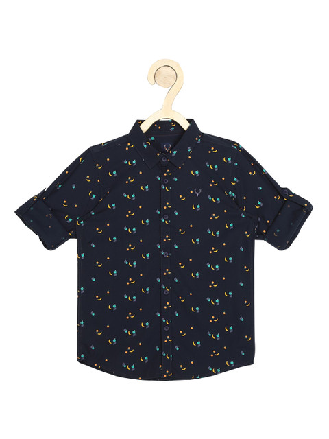 

Allen Solly Junior Boys Navy Blue Slim Fit Printed Casual Shirt