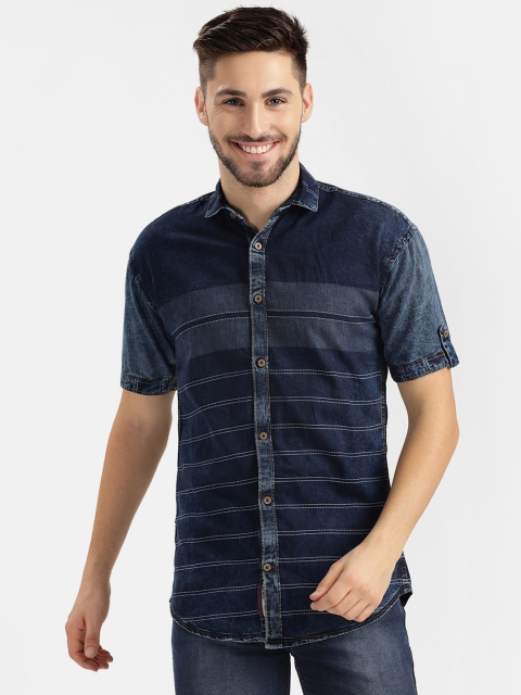 

V2 Value & Variety Men Blue Slim Fit Horizontal Stripes Striped Casual Shirt