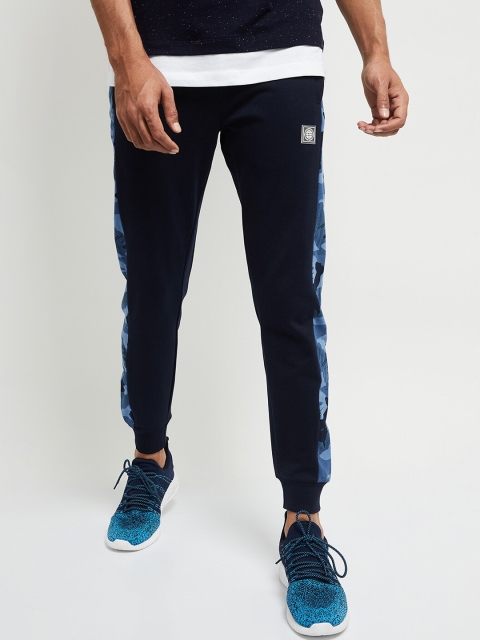 

max Men Navy Blue Solid Joggers