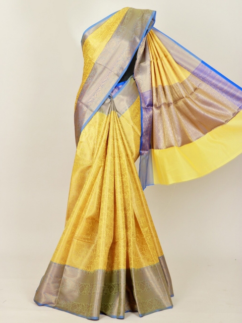 

Pothys Yellow & Blue Bagh Zari Art Silk Banarasi Saree