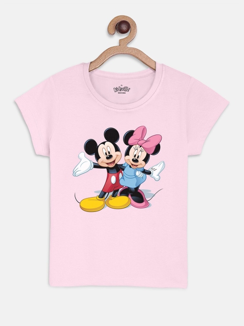 

Kids Ville Girls Pink Mickey Friends Printed Cotton Pure Cotton T-shirt