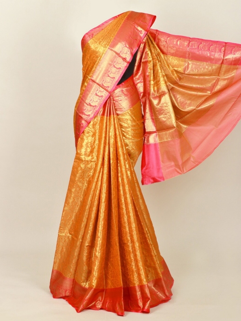 

Pothys Orange & Pink Woven Design Art Silk Banarasi Saree