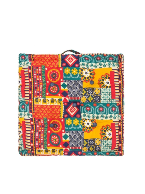 

Chumbak Orange & Yellow Printed Cotton Floral Swirls Seat Cushion