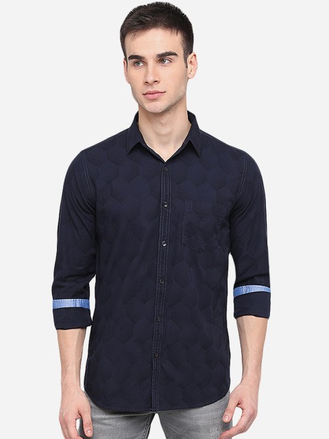 

Greenfibre Men White Slim Fit Printed Casual Shirt