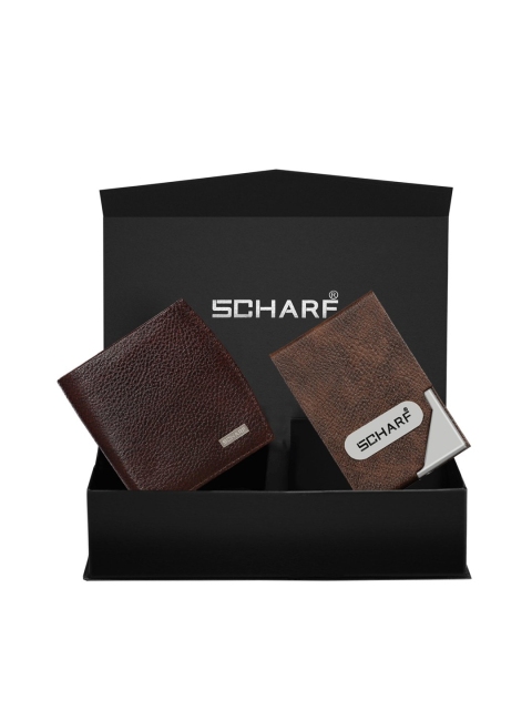 

SCHARF Men Brown Textured Genuine Leather Accessory Gift Set