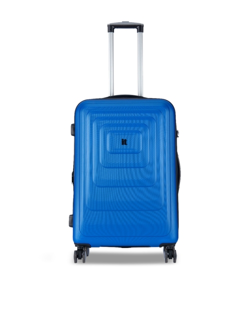

IT luggage Blue Textured Hard-Sided Medium Trolley Suitcase