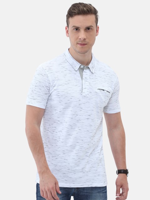 

Masculino Latino Men White & Grey Polo Collar T-shirt