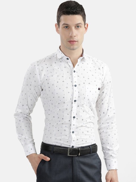 

V2 Value & Variety Men White Slim Fit Printed Satin Formal Shirt
