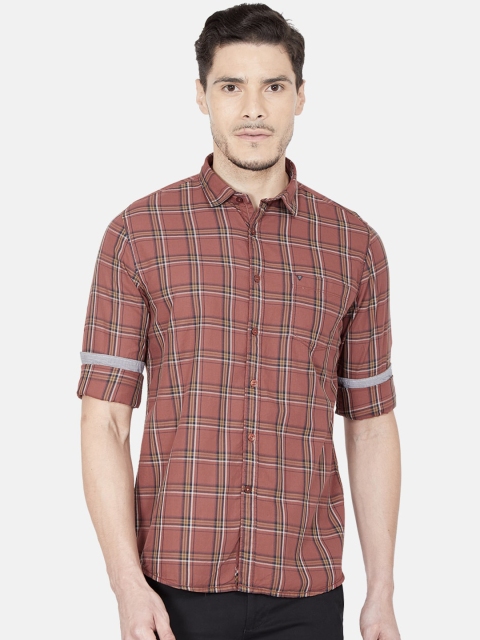 

Oxemberg Men Coral Slim Fit Checked Casual Shirt