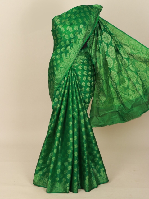 

Pothys Green Floral Pure Silk Tussar Saree