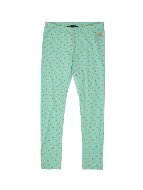 

Allen Solly Junior Girls Green & Yellow Printed Pure Cotton Leggings