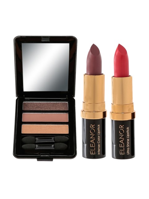 

ELEANOR Set of 3 Eyeshadow Palette & Cream Lipsticks, Black