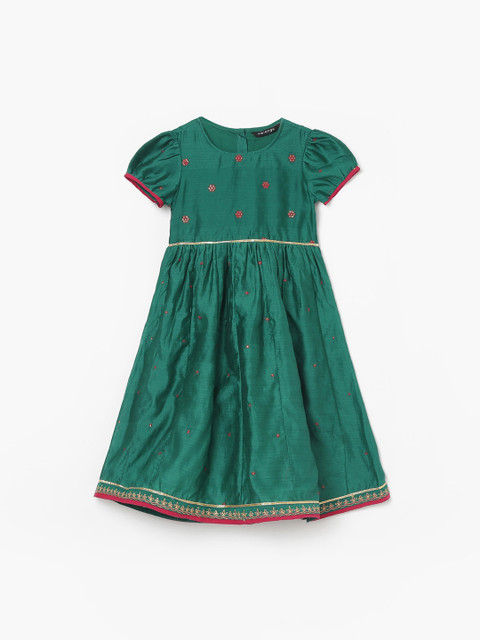 

Melange by Lifestyle Green Floral A-Line Cotton Dress