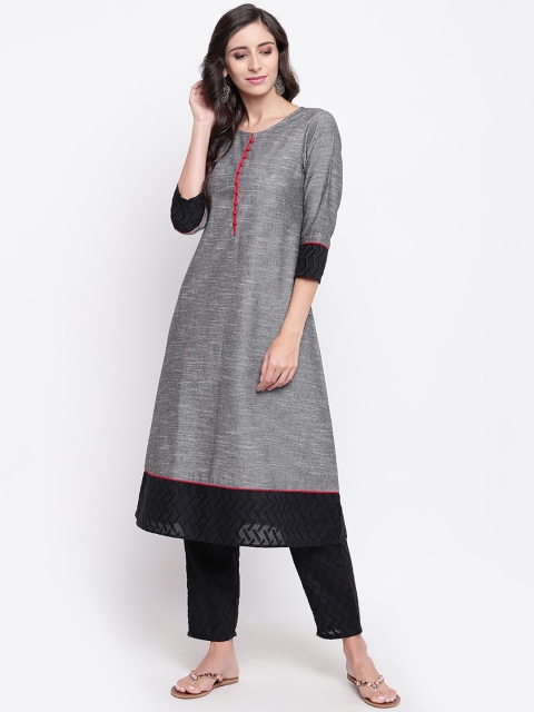 

Shakumbhari Women Grey Pure Cotton Kurta with Trousers