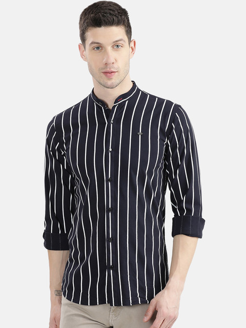 

V2 Value & Variety Men Navy Blue Striped Casual Shirt