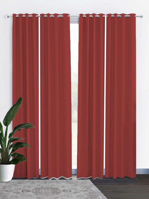 

HOUZZCODE Maroon Set of 4 Black Out Door Curtain