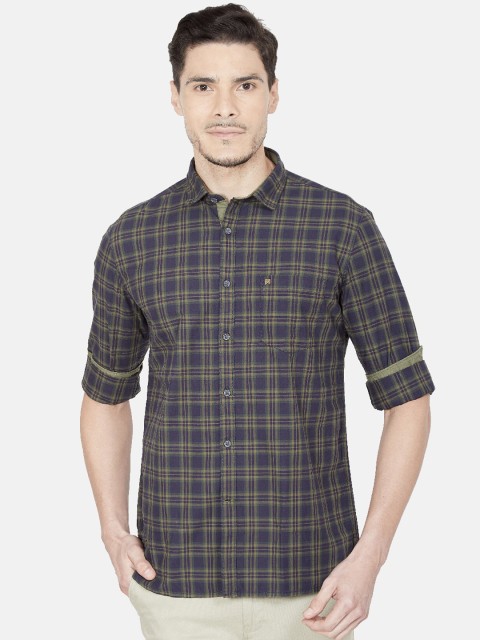 

Oxemberg Men Green Slim Fit Tartan Checks Checked Casual Shirt