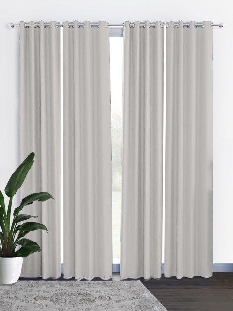 

HOUZZCODE Off White Set of 4 Black Out Door Curtains