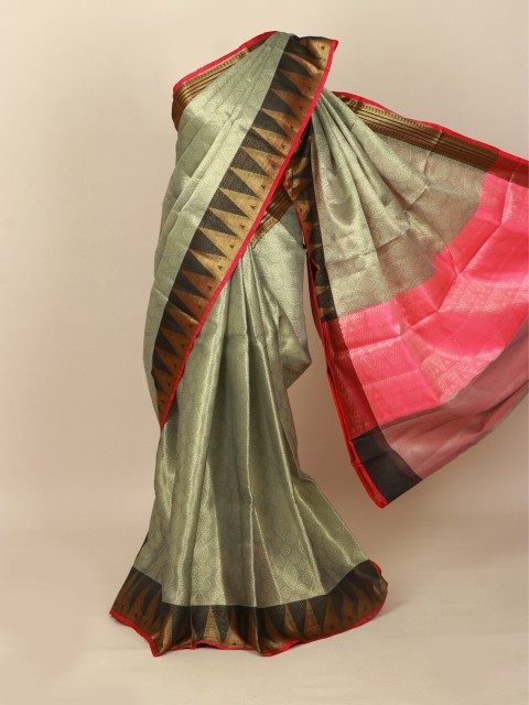 

Pothys Grey & Pink Zari Art Silk Banarasi Saree