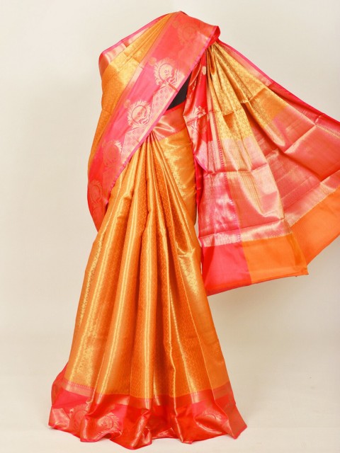 

Pothys Orange & Gold-Toned Woven Design Zari Art Silk Banarasi Saree