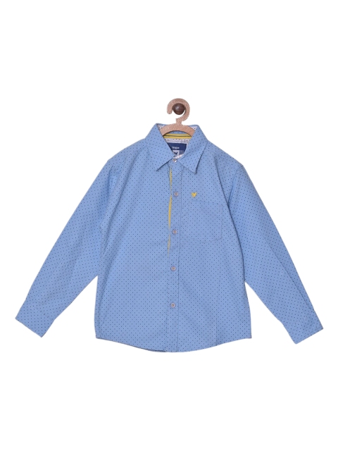 

612 league Boys Blue Printed Casual Shirt