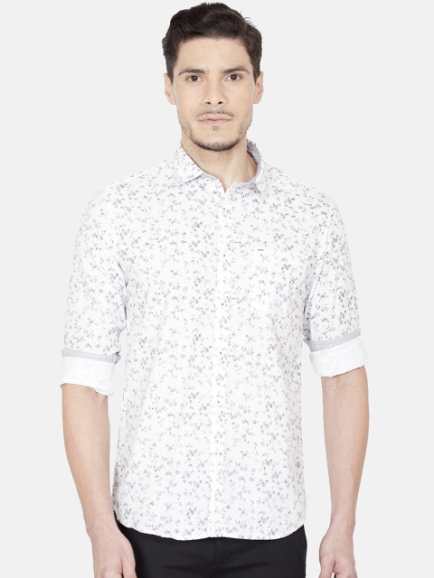

Oxemberg Men White Slim Fit Floral Printed Casual Shirt