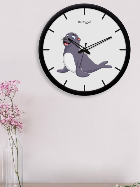 RANDOM Black Printed Contemporary 30.4 cm Analogue Wall Clock