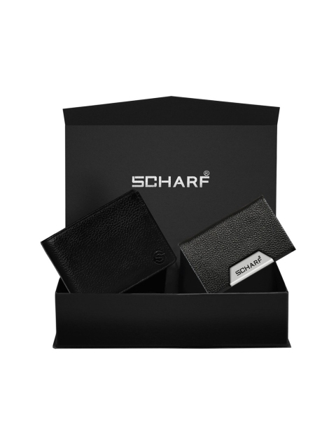 

SCHARF Men Black Textured Genuine Leather Accessory Gift Set