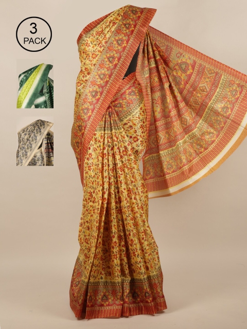 

Pothys Multicoloured Set of 3 Jute Silk Saree, Multi