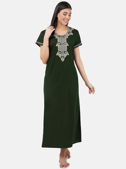 

KOI SLEEPWEAR Green Embroidered Maxi Nightdress