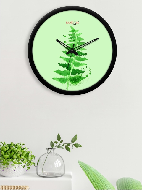 RANDOM Black & Green Printed Contemporary 30.4 cm Analogue Wall Clock