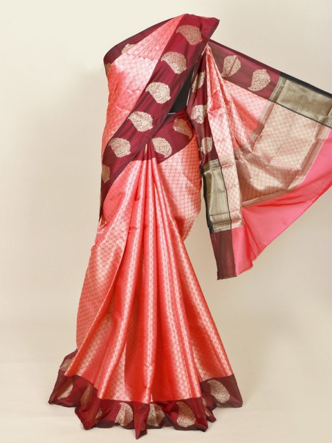 

Pothys Pink & Gold-Toned Woven Design Art Silk Banarasi Saree