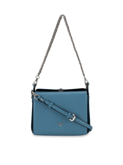 

Da Milano Blue Textured Leather Structured Sling Bag