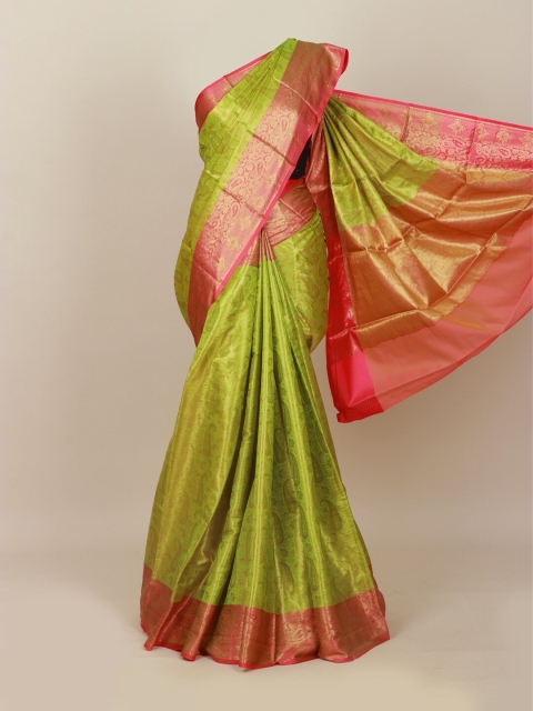 

Pothys Green & Gold-Toned Ethnic Motifs Zari Art Silk Banarasi Saree