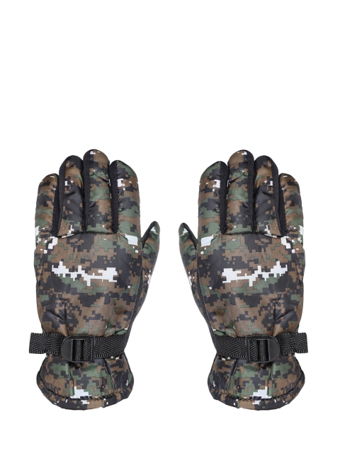 

FabSeasons Green & Brown Self-Design Winter Gloves