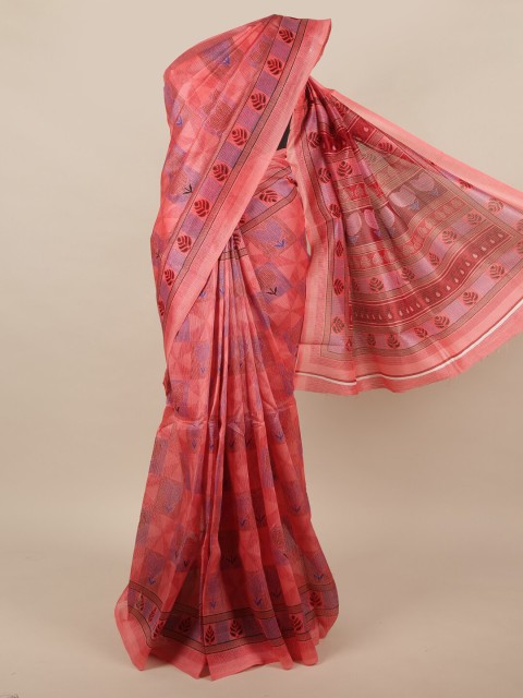 

Pothys Pack of 3 Jute Silk Printed Sarees, Pink