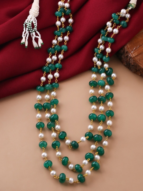 

Tistabene Green & White Gold-Plated Layered Necklace