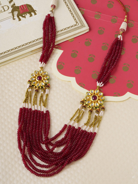 

Tistabene Maroon & Gold-Toned Gold-Plated Necklace