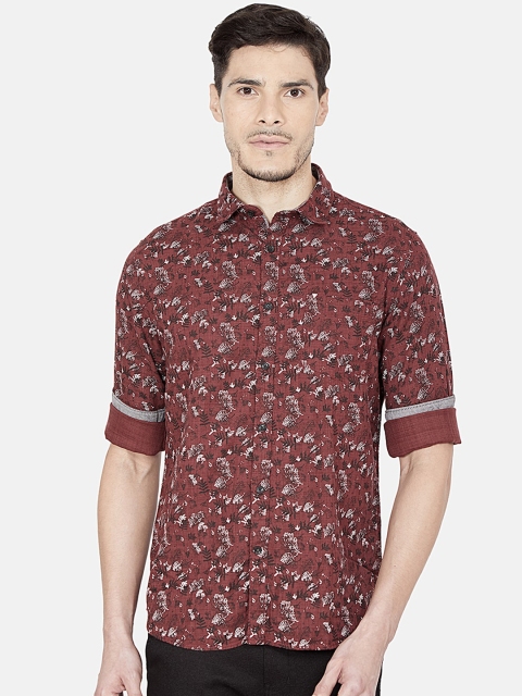 

Oxemberg Men Maroon Slim Fit Floral Printed Cotton Casual Shirt