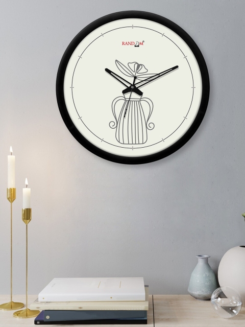 RANDOM Black & White Printed Contemporary 30.4 cm Analogue Wall Clock