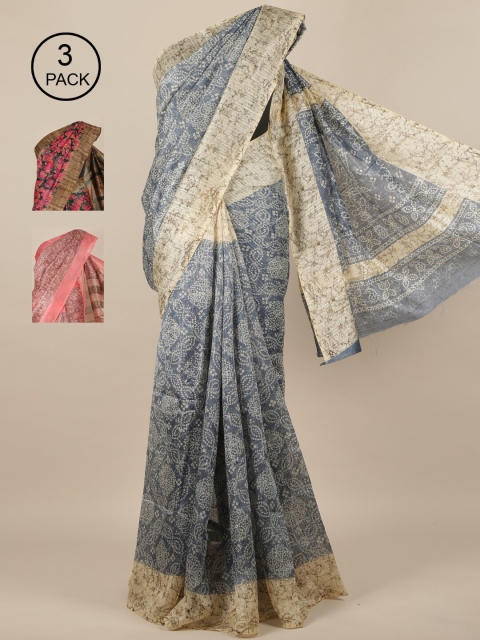 

Pothys Pack of 3 Jute Silk Saree, Grey