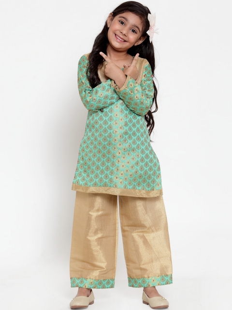 

Baani Creations Girls Green Printed Kurta with Palazzos