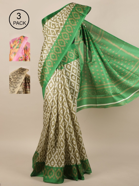 

Pothys PAck of 3 Printed Jute Silk Saree, Multi