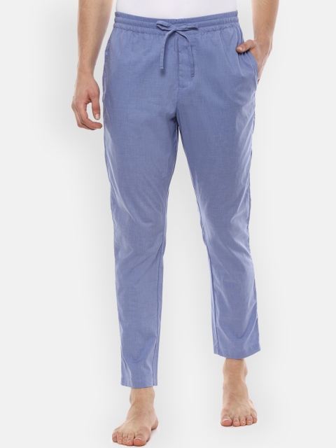 

Van Heusen Men Blue Solid Pure Cotton Lounge Pants