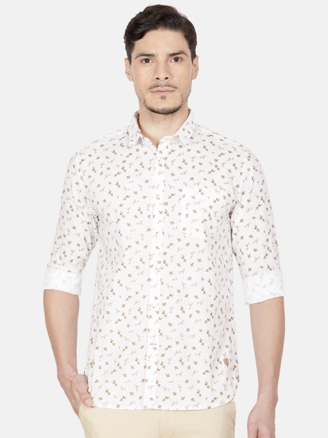 

Oxemberg Men White Slim Fit Floral Printed Casual Shirt