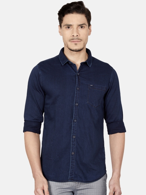 

Oxemberg Men Navy Blue Slim Fit Cotton Casual Shirt